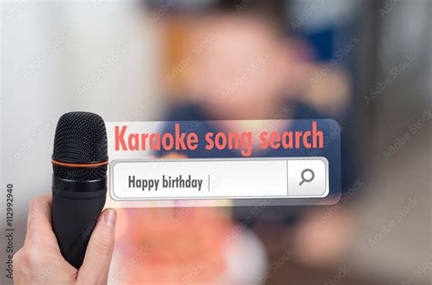 Happy birthday song entered in karaoke system search box Stock Photo ...