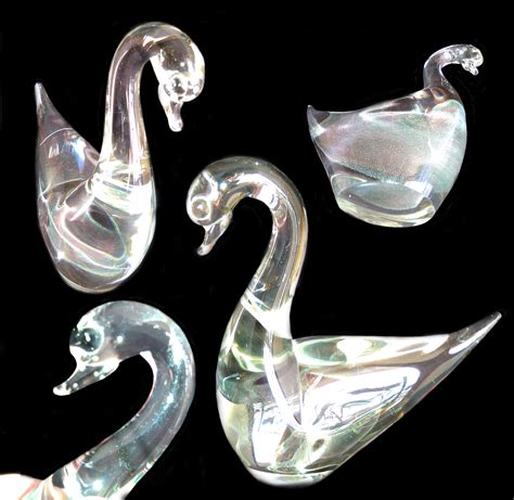 Vecchia Scultura In Vetro Di Murano Barovier Seguso Poli Raffigurante Cigno Murano Glass