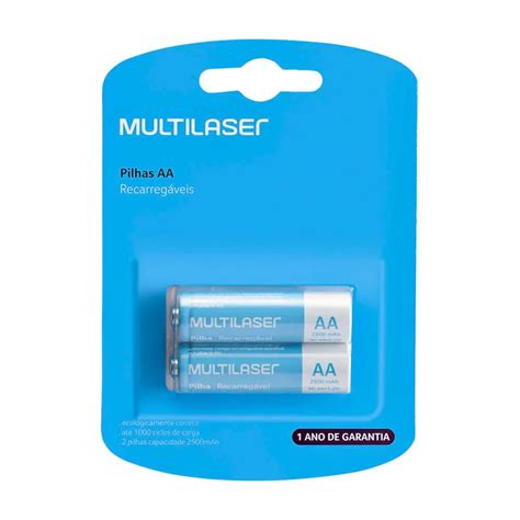 Pilha Recarregável Pequena AA 2500mAH C 2 Unidades Multilaser Lupel