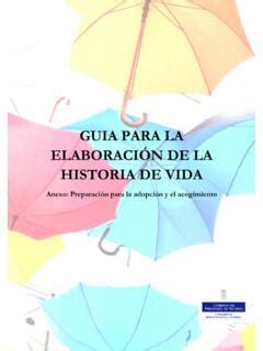 GUIA PARA LA ELABORACIÓN DE LA HISTORIA DE VIDA guia para la