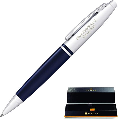 Amazon.com : Engraved Cross Pen | Personalized Cross Calais Ballpoint Pen - Blue. 2 Lines of ...