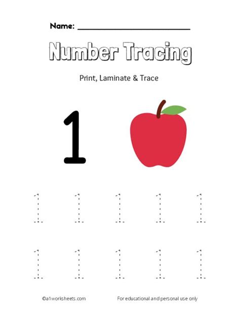 Number 1 Printable Worksheet