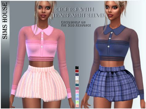 The Sims Resource CROP TOP WITH TRANSPARENT SLEEVES