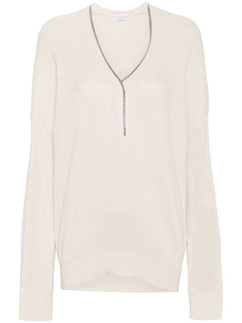 Brunello Cucinelli Monili Chain Ribbed Jumper Farfetch