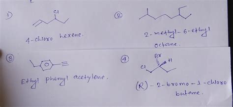 Solved Draw Structures For The Following Compounds 1 4 Cholorhexene