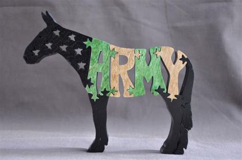 Patriotic Army Mule Mascot Choice Color Wooden Puzzle Toy Hand Cut With ...