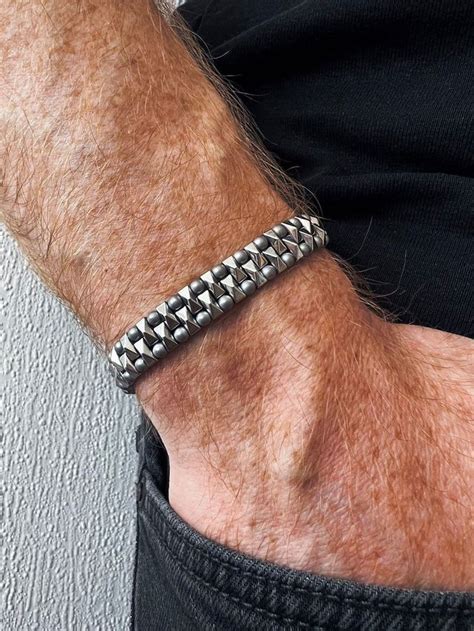 Hematite Bracelet Men Mens Bracelet Adjustable Mens Beaded Etsy