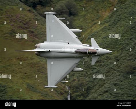 RAF Eurofighter Typhoon flying low level through the Mach Loop In Wales ...