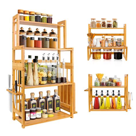 Buy FOLNG Spice Rack Bamboo Spice Rack 4 Tier Kitchen Countertop