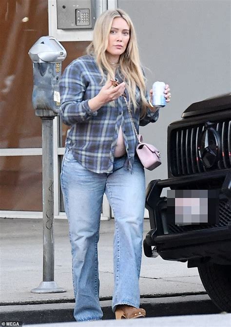 Pregnant Hilary Duff Shows Off Her Baby Bump In Unbuttoned Flannel