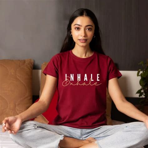 Inhale Exhale T Shirt Women Graphic T Shirts Girls Printed T Shirt