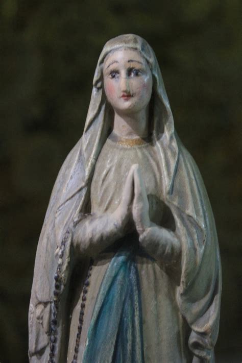 Virgin Lourdes Statue 22 Cm Plaster Virgin Figure Catholic Etsy