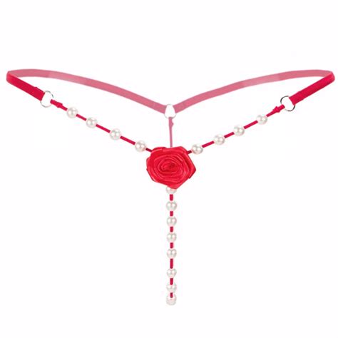 Sexy Women Underwear Pearl Thong Flower Thongs And G Strings Low Waist