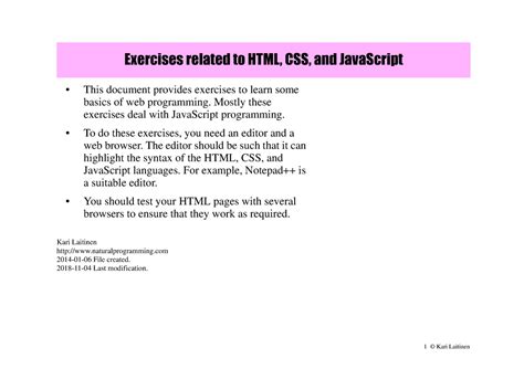 Html css javascript exercises - Software engineering - KYU - Studocu