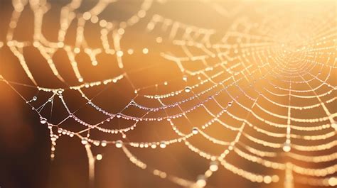 Premium Photo Spider Web With Dew Drops Generative Ai