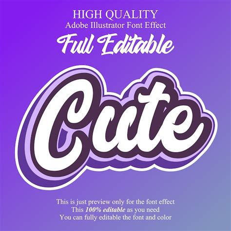 Efecto de fuente editable lindo script púrpura Vector Premium