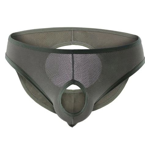 Cueca masculina zíper tanga transparente roupa íntima para homens