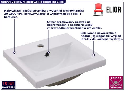 Prostokątna umywalka meblowa Deloss 3X Edinos pl