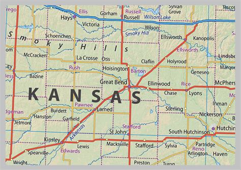 Kansas Physical State Map– I Love Maps