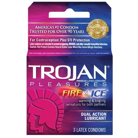 Trojan Fire And Ice Dual Action Lubricated Condoms 3 Pack The