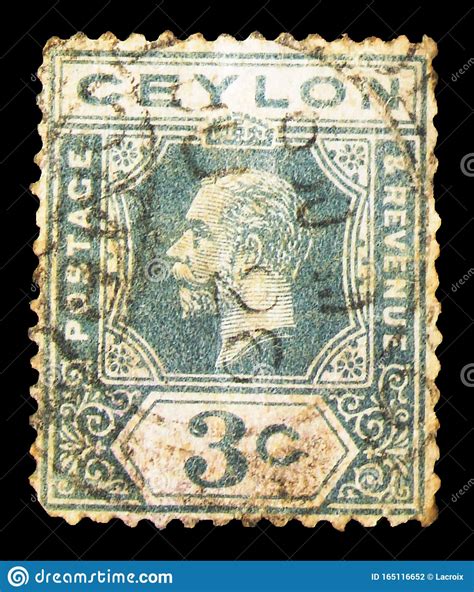 Postage Stamp Printed In Ceylon Sri Lanka Shows King George V Serie