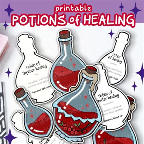 Dnd Potion Of Healing Dungeons And Dragons Ttrpg Dnd Handout Dnd