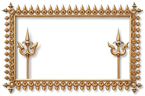 3d Trident And Om Symbol Border Concept As Horizontal Frame With