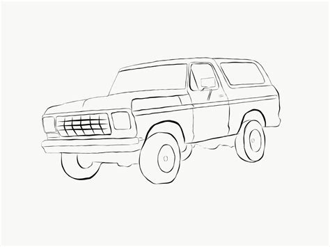 a black and white drawing of a truck