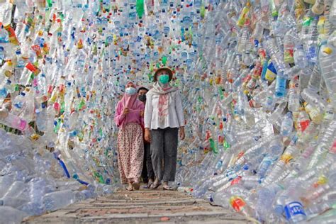 A Tunnel Built From Plastic Bottles Collected From Rivers Around