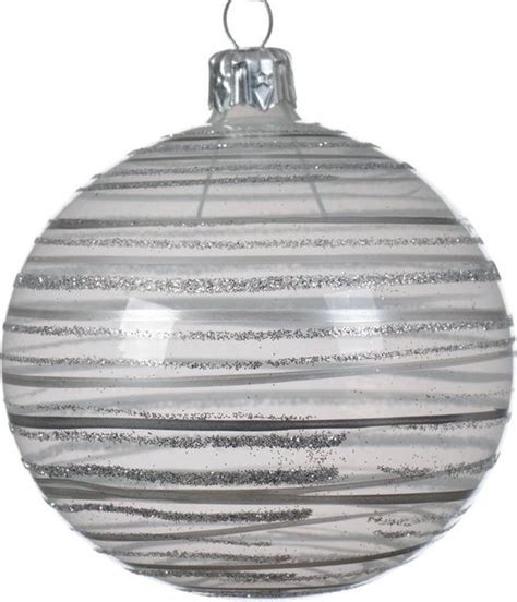 6x Champagne Kerstversiering Transparante Kerstballen Glas 8 Cm Bol