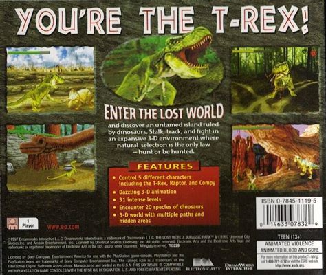 The Lost World Jurassic Park Jeu Playstation PS1