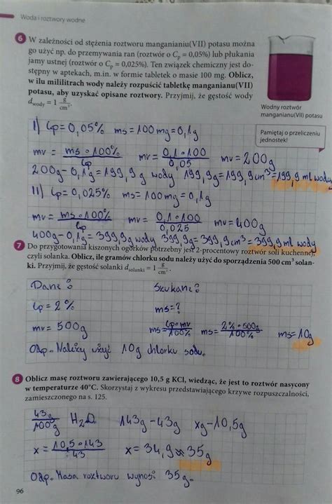 Zeszyt ćwiczeń chemia nowej ery klasa 7 strona 96 zadanie 7 i 8