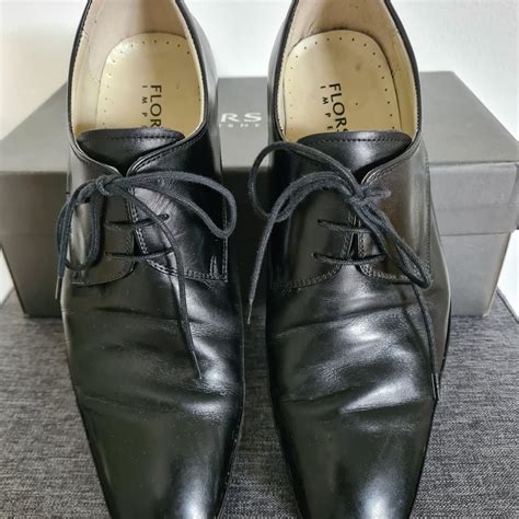 Black Florsheim dress shoes, with laces and a square... - Depop