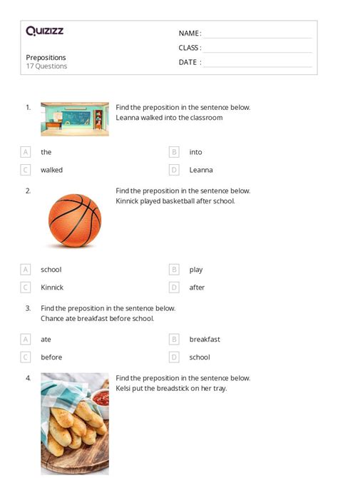 50 Prepositions Worksheets For 5th Grade On Quizizz Free And Printable