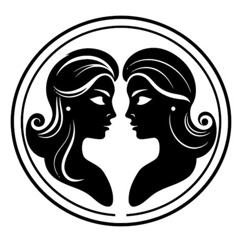 A Stylish Black And White Illustration Of The Gemini Zodiac Sign