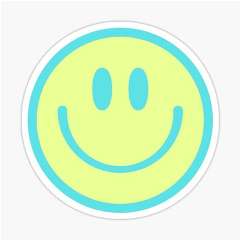 Blue And Green Smiley Face Aesthetic Sticker Sticker For Sale By