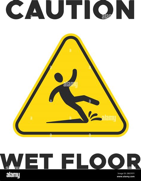 Wet Floor Yellow Sign With Falling Person Pictogram Man Slipping