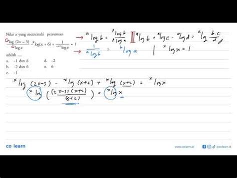 Nilai X Yang Memenuhi Persamaan Log X Logx Log X X
