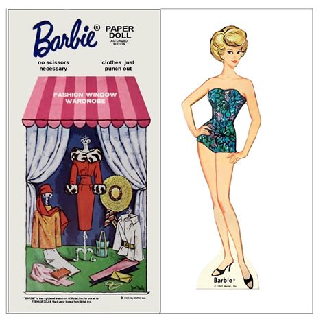 VINTAGE 1965 BARBIE FASHION WINDOW PAPER DOLLS RARE UNCUT LASER