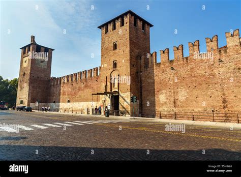 Verona, Italy - October 20, 2018: View of Castelvecchio is castle in ...