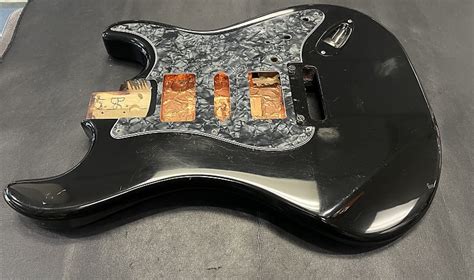 Stratocaster Strat Style Guitar Body Black 2 Post Floyd Reverb