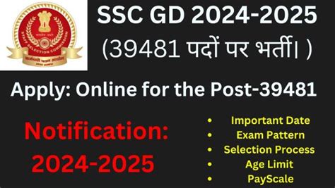 SSC GD 2025 Vacancy 39481 Post