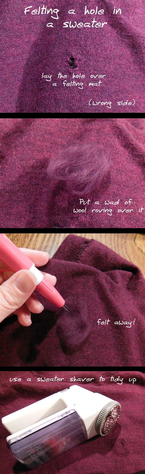 Felting To Mend A Hole In A Sweater Sewing Hacks Sewing Techniques