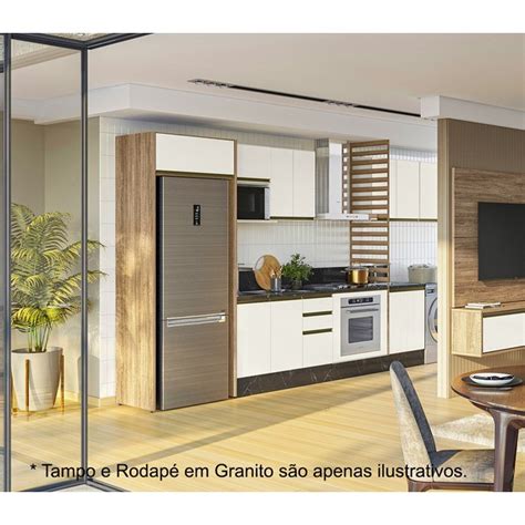 Cozinha Modulada 10 Peças Em MDF Kali Premium CJ11 Carvalho Rust Off