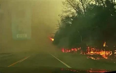 Watch Dashcam Video Shows Wildfire Burning Out Of Control In Canada