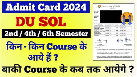 Du Sol Nd Th Th Semester Admit Card Latest Update Sol