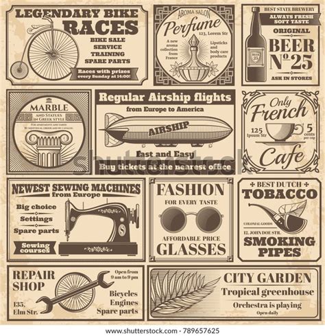 Vintage Newspaper Banners Advertising Labels Vector Stock Vector