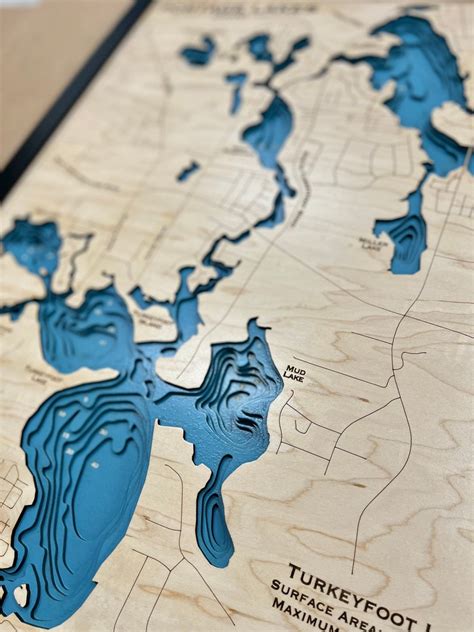 Portage Lakes Ohio Custom Wood Lake Map Choose Your Design Etsy