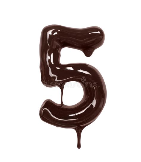 Number With Dripping Drop Is Made Of Melted Chocolate Isolated On