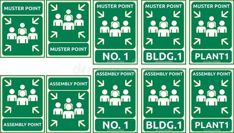 Muster And Assembly Point Label For Fire Evacuation Vector Stock